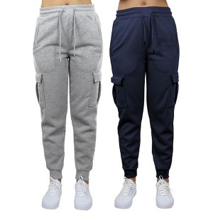 Blue Ice Apparel Women's Heavyweight Loose Fit Fleece-Lined Cargo Jogger Pants-2 Pack - 1 of 4
