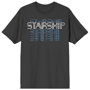 Starship Repeated Text Crew Neck Short Sleeve Charcoal Men's T-shirt - 1 of 3