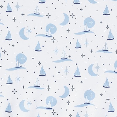 White Cotton Nautical Sailboat Fitted Crib/Toddler Sheet