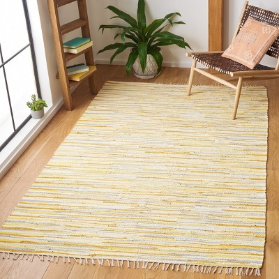 Handmade Gold and Multicolor Cotton Striped Area Rug 5' x 8'