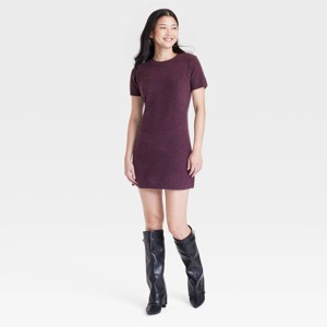 Women's Short Sleeve Cozy Knit Mini Sweater Dress - A New Day™ - 1 of 3