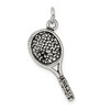 Black Bow Jewelry Sterling Silver Antiqued Tennis Racquet and Ball Pendant - 3 of 4