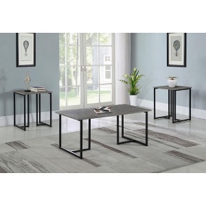 Weathered 3-Piece Occasional Set with Modern Farmhouse Design and Sturdy Metal Base - 1 of 4