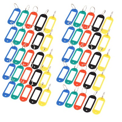 Unique Bargains Plastic Key ID Label Tags Split Keyring 2.3x0.8 Blue  Green Red Black Yellow 50 pcs