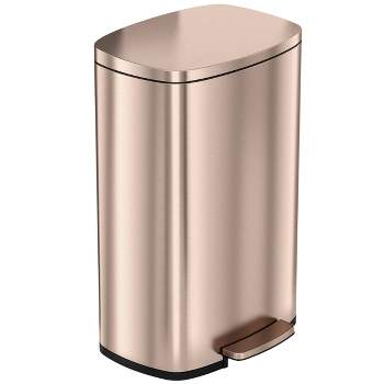 iTouchless SoftStep Step Pedal Kitchen Trash Can with AbsorbX Odor Filter and Removable Inner Bucket 13.2 Gallon Rose Gold Stainless Steel