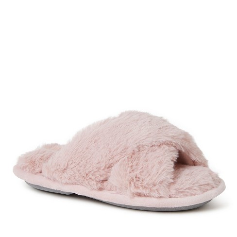 Dluxe By Dearfoams Girls' Happy Face Scuff Slippers - Light Pink