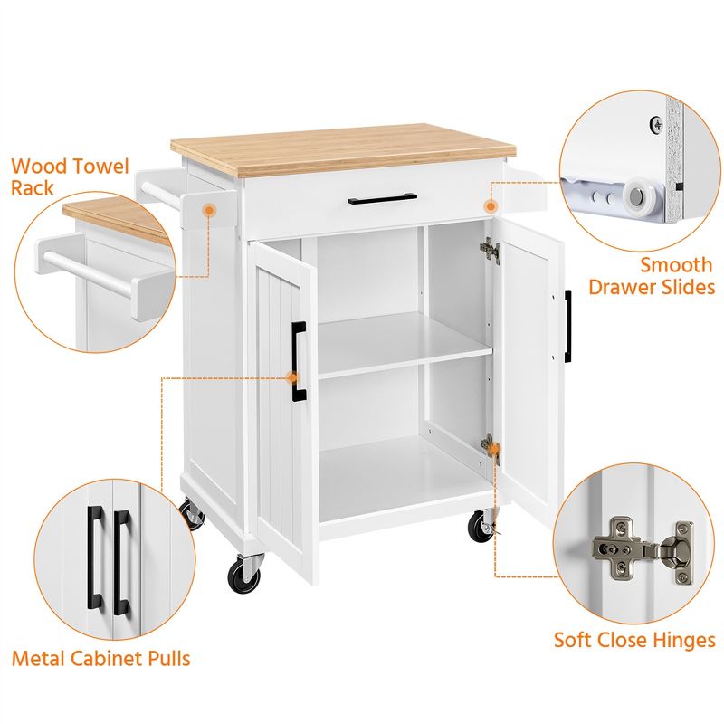 Yaheetech Rolling Kitchen Island Kitchen Cart with Towel Rack & Drawer, 5 of 11