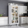 67.32"Open-door kitchen shelving Floor-to-ceiling multilevel household microwave storage cabinet bowls side cabinets white - 2 of 4
