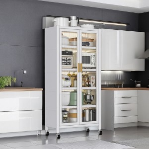 Bella Depot 65.2"H Metal Kitchen Storage Cabinet with Glass Doors - 1 of 4