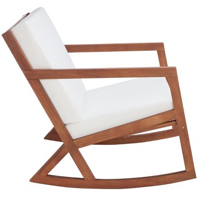 Eucalyptus Brown Wooden Rocking Chair with Cushions