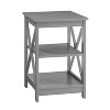 HomeStock End Table with Three Shelves and X Frame Sides, Contemporary Accent Side Table with Spacious Open Storage for Home Organization - 2 of 4
