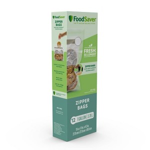 FoodSaver 12ct Gallon Zipper Bags for Use with FoodSaver Handheld Vacuum Sealer - 1 of 4