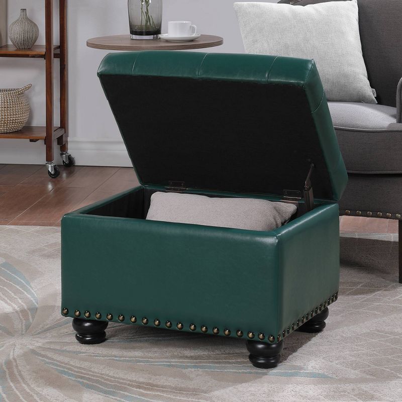 Breighton Home Designs4Comfort 5th Avenue Storage Ottoman Forest Green Faux Leather, 2 of 8