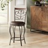 55 Downing Street Kayden Metal Swivel Bar Stools Set of 2 Brown 25" High Traditional Round Cushion with Backrest Footrest for Kitchen Counter Height - 2 of 4