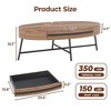 Coffee Table Mid-Century Modern Oval - 47.2" Wooden Storage Table with Drawer, Unique Curved Design & Cross Metal Legs for Living Room - 2 of 4