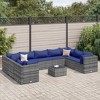 vidaXL Patio Lounge Set Grey PE rattan, powder-coated steel, tempered glass - 2 of 4