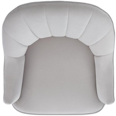 Elegance Art Deco Light Grey Velvet Accent Chair with Gold Metal Legs