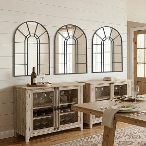 Wooakway Black/Gold Window Pane Decorative Wall Mirror Overmantel Mirror for Bathroom Vanity Living Room Bedroom - 1 of 4