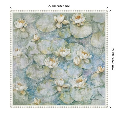 Cheri Blum Water Lilies Botanical Canvas Print with White Frame