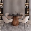 LeisureMod Nebo 47-Inch Modern Round Dining Table with Walnut Base and Glass/ Sintered Stone Top for Kitchen and Home - 2 of 4