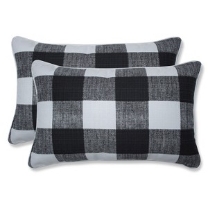 2pk Anderson Rectangular Throw Pillows Black - Pillow Perfect: Weather-Resistant Lumbar, Non-Woven Fabric - 1 of 3