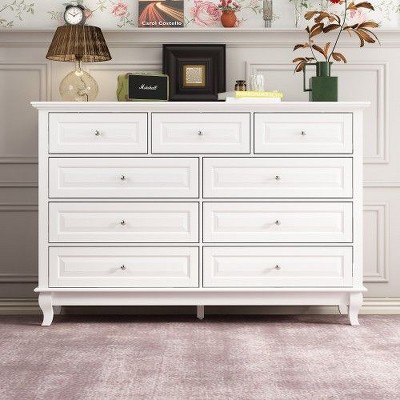 Modern 9-Drawer Dresser: Stylish Storage Solution White