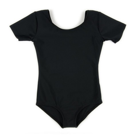 Leveret Girls Short Sleeve Leotard Black Xs (4-6) : Target