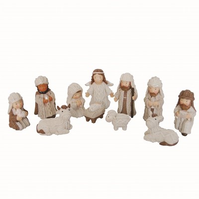 Transpac Resin White Christmas Mini Nativity Set of 11