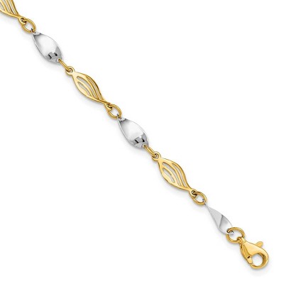 Black Bow Jewelry 14k Two Tone Gold 5mm Twisted Link Bracelet, 7 Inch
