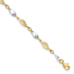 Black Bow Jewelry 14k Two Tone Gold 5mm Twisted Link Bracelet, 7 Inch - 1 of 4