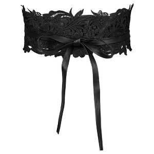 Allegra K Women's Lace Wide Waist Belt Wrap Around Obi Croset Belts Bowknot 1 Pc - 1 of 4
