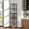 Kumasinova 67 Inch Book Shelf,Wall Corner Modern Tall Bookcase with 6-Tier Storage Shelves for Living Room,Bedroom,Office,Brown - 2 of 4