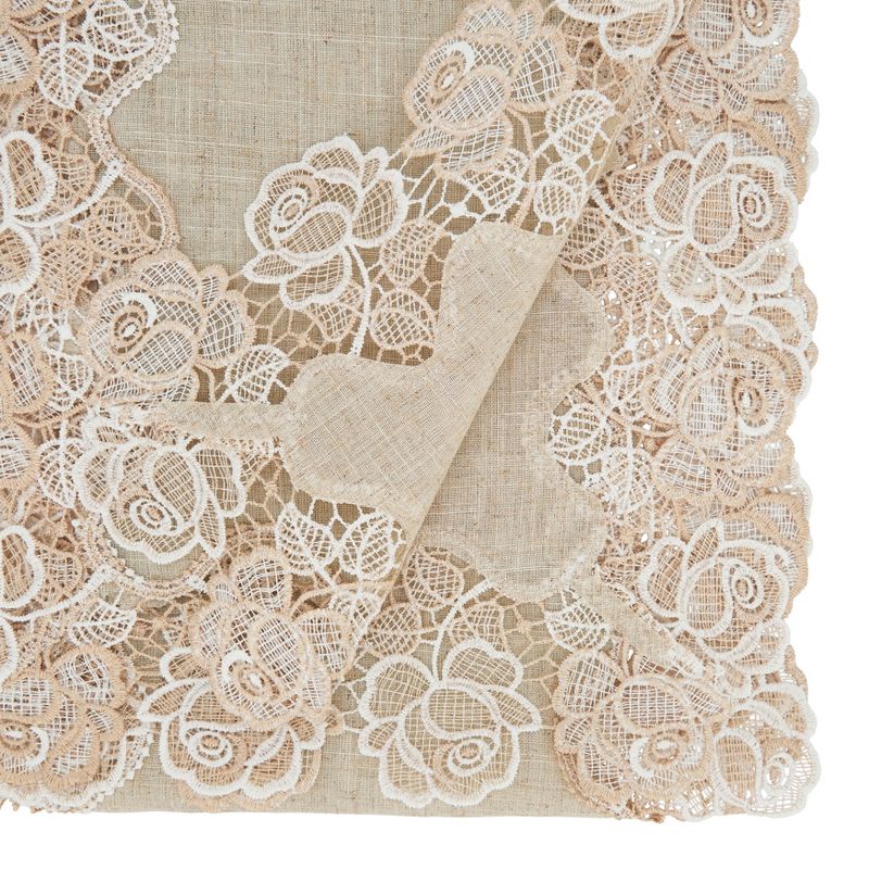 Saro Lifestyle Dining Table Runner With Lace Rose Border, 2 of 6