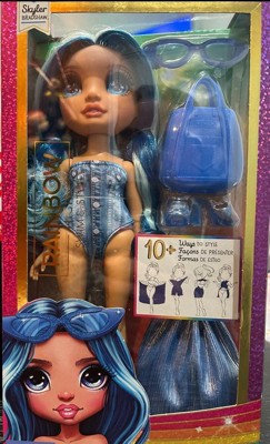 Rainbow High Swim & Style Skyler, Blue 11 Fashion Doll with Shimmery Wrap  to Style 10+ Ways, Removable Swimsuit, Sandals, Fun Play Accessories, Great
