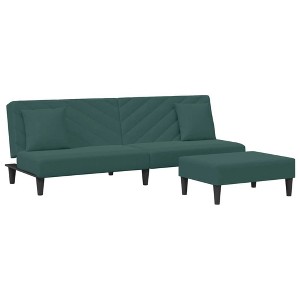vidaXL Dark Green Velvet 2-Piece Sofa Set with Convertible Bed/Daybed and Footstool for Living Room, Lounge, Home - 1 of 4