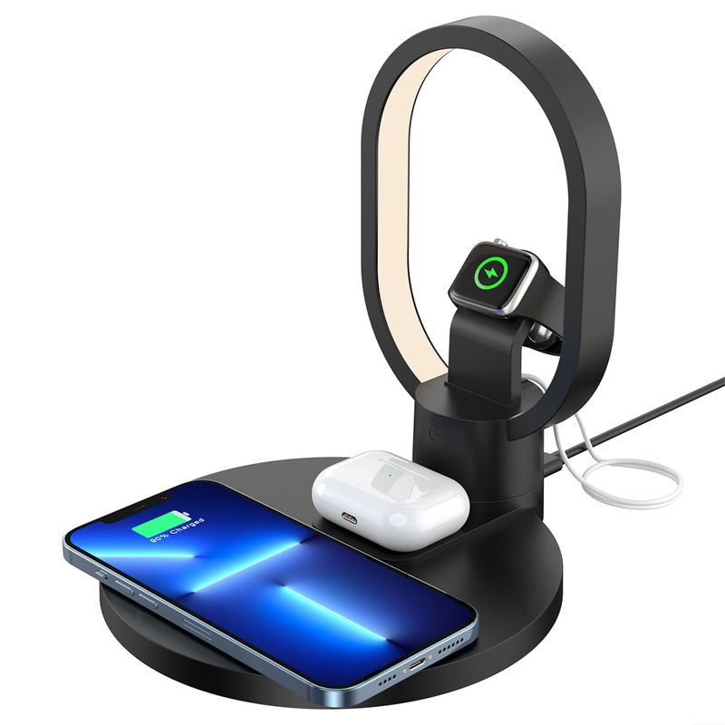 Link 4 in 1 Qi Wireless Magnetic Charging Station With LED Light For Apple and Android Phones, Watches and Earbuds, 2 of 6