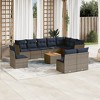 vidaXL 11 Piece Patio Sofa Set with Cushions Gray Poly Rattan - 2 of 4