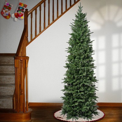 Slim Green Pine Artificial Christmas Tree with Metal Stand