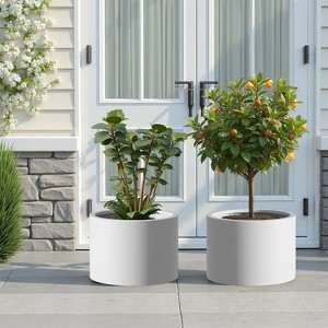 Spassway Indoor Outdoor Round Metal Planter Pot Planter Box Patio Garden Bed Black - 1 of 4