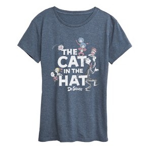 Women's - Dr. Seuss - Cat In Hat Tonal Short Sleeve Graphic T-Shirt - 1 of 4
