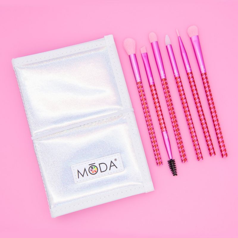 MODA Brush Keep It Classy Metallic Pink 7pc Eye Flip Makeup Brush Set., 4 of 12