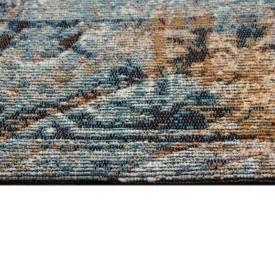 Blue Rectangular Synthetic Medallion Area Rug 6'6" x 9'4"