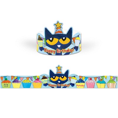 Teacher Created Resources Pete the Cat Happy Birthday Crowns 24" x 4-3/4" Multicolor 30/Pack