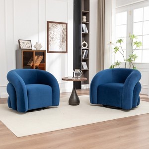 SEYNAR Modern Glam Velvet 360 Degree Swivel Accent Armchair with Tufted Back Set of 2 - 1 of 4