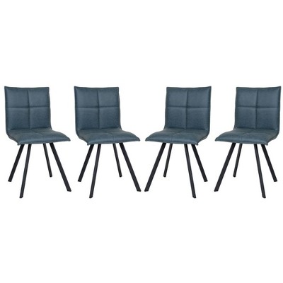LeisureMod Wesley Modern Vegan Leather Dining Chair Set of 4 - Black Metal Legs, Durable and Easy to Clean, Perfect for Dining Rooms