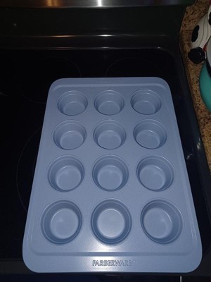 Farberware Easy Solutions 12 Cup Nonstick Bakeware Muffin Pan, Blue