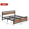 Vintage Industrial Bed Frame with Rustic Wood Headboard, 14" Underbed Storage, No Box Spring Needed, Easy Assembly - 2 of 4