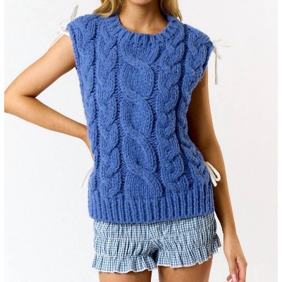 Women's Chunky Sweater Vest - Blue Blush