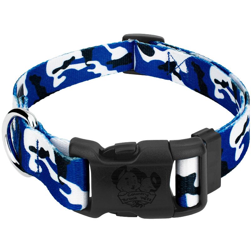 Country Brook Petz Deluxe Royal Blue and White Camo Dog Collar - Made in the U.S.A, 1 of 6