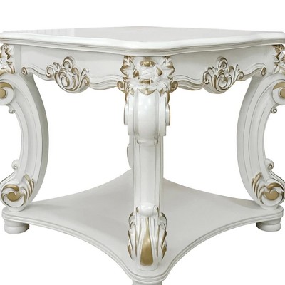 Antique Pearl Square End Table with Scrolled Legs